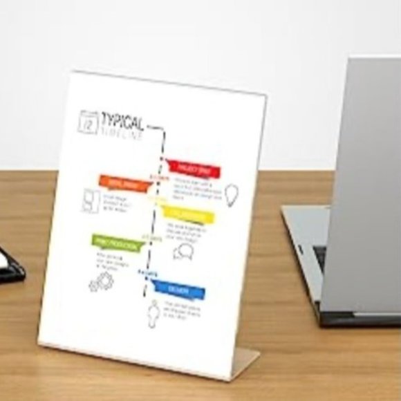 Nubee Slant Back Acrylic Sign Holder Portrait Orientation 8.5"x11" Set of 6 - Picture 5 of 5